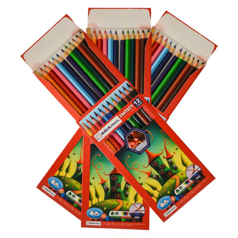 مداد رنگی 12 رنگ مقوایی آسیا