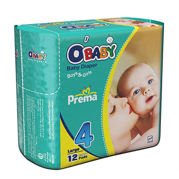 OBABY پوشک کامل کامفلکس سایز چهار نرمال 12عددی